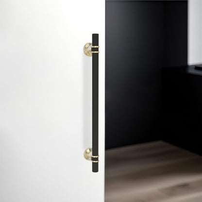10 Pack 10 Inch Cabinet Pulls knurled Matte Black and Brushed Gold Kitchen Cabinet Handles Aluminum and Zinc Alloy Drawer Pulls Solid Cabinet Hardware - color: Black and Brushed Gold Knurled, size: 10'' Hole Center(254mm)