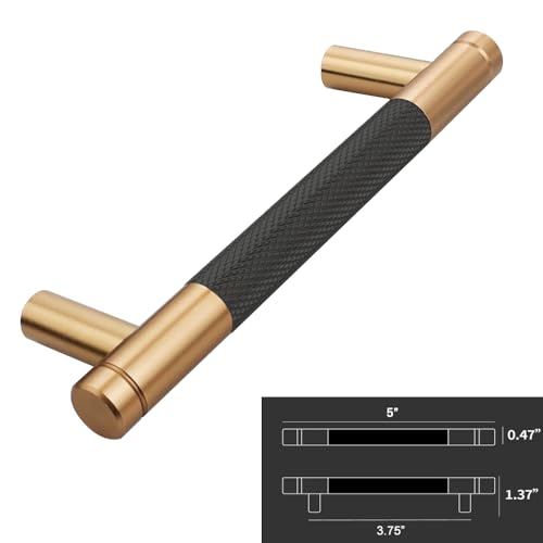 12 Pack 3 3/4 Inch 96 mm Bronze and Black Knurled Cabinet Handles Cabinet Pulls Aluminum Handles Drawer Pulls Oxidation Finish with Diamond Pattern - color: Bronze and Black, size: 3 3/4 Inch