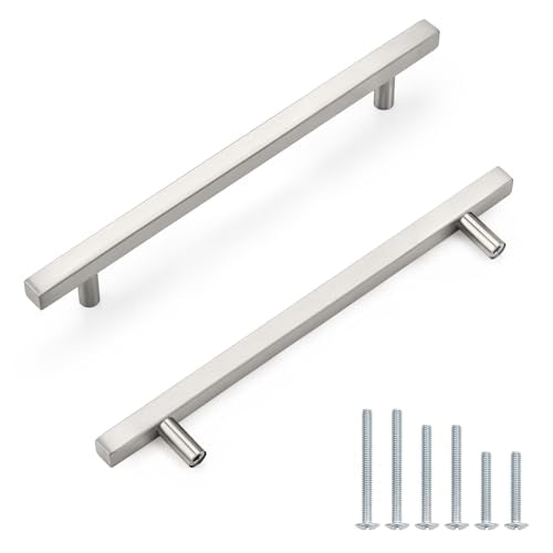 Probrico Brushed Nickel Cabinet Pulls & Handles 7.5" CC Square 5 Pack - color: Brushed Nickel, size: Hole Center: 192mm(7.5inch)