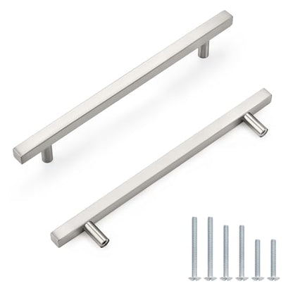 Probrico Brushed Nickel Cabinet Pulls & Handles 7.5" CC Square 5 Pack - color: Brushed Nickel, size: Hole Center: 192mm(7.5inch)