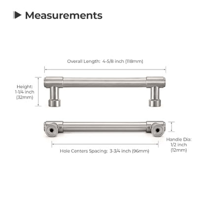 Goldenwarm 10 Pack 3-3/4 Inch Brushed Nickel Cabinet Pulls Modern Kitchen & Bathroom Hardware Heavy Duty Zinc Alloy Drawer Handles with Complete Screw Kit Consistent Finish for Whole-Home Renovations - color: Brushed Satin Nickel, size: 3-3/4 Inches Hole