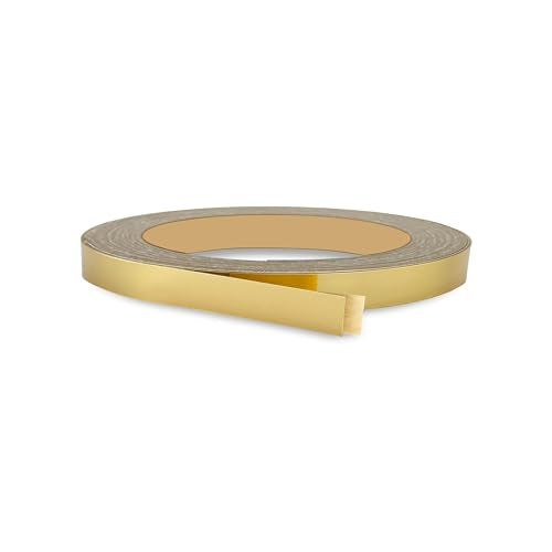 Mirror Gold PVC 1/2 inch x 25 ft Edge Banding Peel Stick Tape Adhesive Metal Edging Veneer Aluminum Trim Flexible Strip Molding MDF Wood Cabinet Laminate Shelf Furniture Countertop Formica Plywood - color: Mirror Gold, size: 1/2 inch x 25 ft