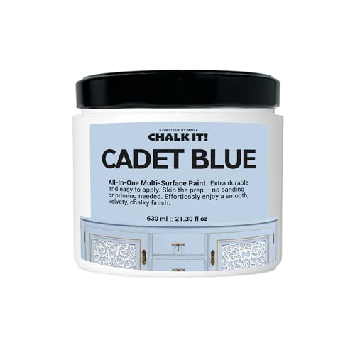 CHALK IT! All-in-One Multi-Surface Chalk Paint for Furniture & Cabinets - No Sanding, No Primer, Built-In Top Coat Water-Based, Low-Odor, Fast-Drying, Matte Finish (Cadet Blue) - color: Cadet Blue