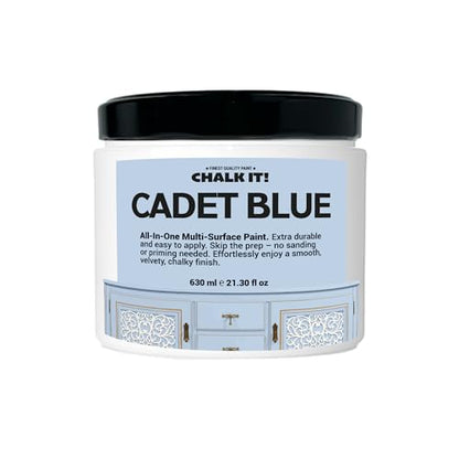 CHALK IT! All-in-One Multi-Surface Chalk Paint for Furniture & Cabinets - No Sanding, No Primer, Built-In Top Coat Water-Based, Low-Odor, Fast-Drying, Matte Finish (Cadet Blue) - color: Cadet Blue