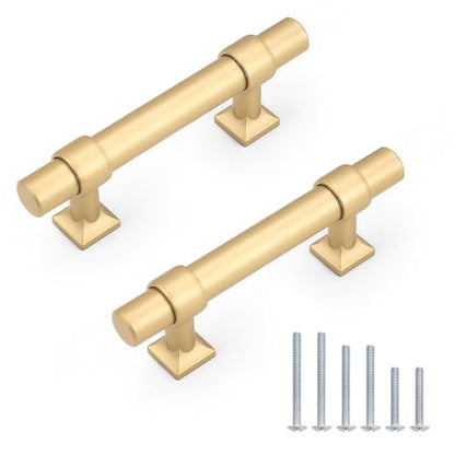 Champagne Gold Cabinet Pulls 2.5 Inch Hole Centers T Bar 10 Pack - color: Champagne Gold, size: Hole Centers: 2.5inch