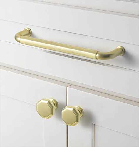 Goo-Ki 6 Pack 3-3/4 Inch （96mm） Hole Center Cabinet Pulls Light Brushed Brass Zinc Alloy Kitchen Drawer Pulls Drawer Handles 4.2 Inch Length 2201-BS-96 - color: Light Brushed Brass, size: 3-3/4 inch Hole Centers
