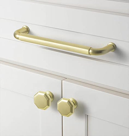 Goo-Ki 6 Pack 3-3/4 Inch （96mm） Hole Center Cabinet Pulls Light Brushed Brass Zinc Alloy Kitchen Drawer Pulls Drawer Handles 4.2 Inch Length 2201-BS-96 - color: Light Brushed Brass, size: 3-3/4 inch Hole Centers
