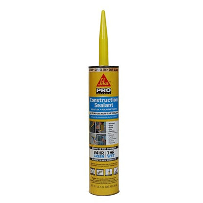 SIKA Sikaflex Construction Sealant, Tan 10.1 fl. oz, Polyurethane for Vertical & Overhead Joints, Ideal for Windows & Doors, Paintable & Stainable - color: Tan