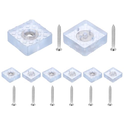 uxcell 8pcs Screw-On Furniture Pads,Large Square PVC,1.18" Wx0.43 H,Clear - color: Clear