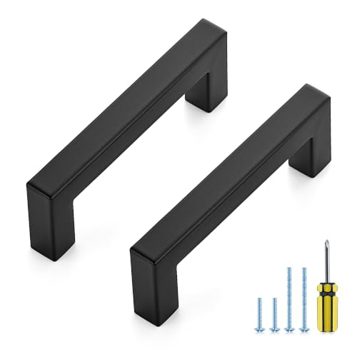 Ravinte Matte Black Square Pulls Cabinet Handles,3-3/4 Inch,30 Pack - color: Matte Black, size: 3-3/4 Inch Hole Center