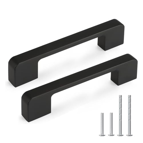 Black Cabinet Handles 3-3/4 Inch Matte Black Cabinet Pulls 10 Pack - color: Black, size: 3-3/4 Inch (96 mm) Hole Centers