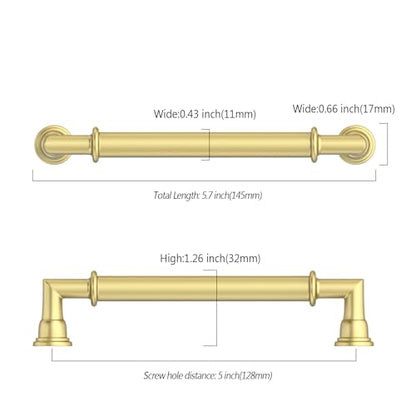 Asidrama 10 Pack 5 Inch(128mm) Brushed Gold Kitchen Cabinet Handles, Cabinet Pulls Gold Kitchen Cabinet Hardware for Cupboard Drawer - color: Brushed Gold, size: 5" Hole Center
