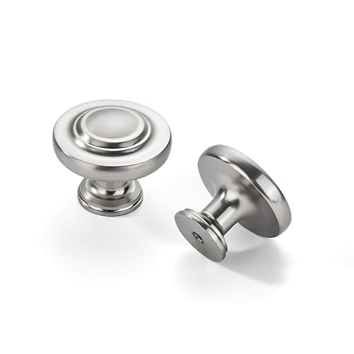 khtumeware 4 Pack Large 1-3/4 Inch Cabinet Matte Nickel Knob, Metal Zinc Alloy Handle, Brushed Satin Nickel Drawer Handle, Bifold Closet/Wardrobe/Cabinet/Bathroom Cabinet Door Knobs, Durable - color: Brushed Satin Nickel, size: 1-3/4 Inch Diameter-Knob