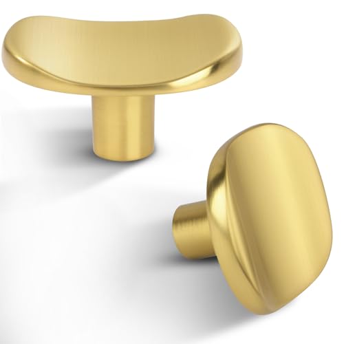 12 Pack Brushed Gold zinc Alloy Solid Cabinet Knobs,Single Hole Drawer Square knob Handles for Cabinets and Dresser Drawers Rustic 877 - color: Brushed Gold, size: 12 Pack