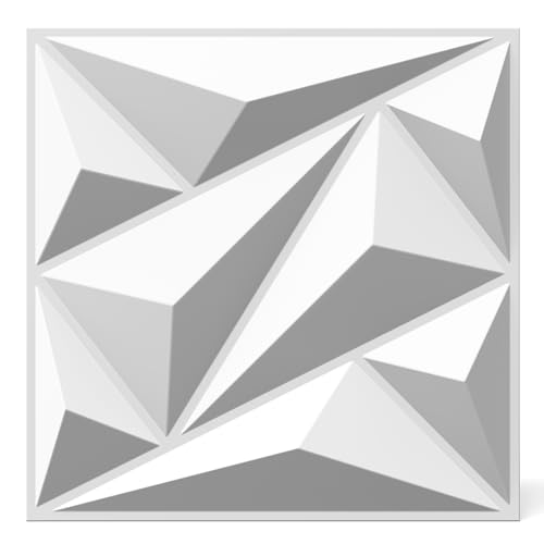 INMOZATA 3D Wall Panels, Diamond Textured PVC Accent Wall Panels - color: A_White