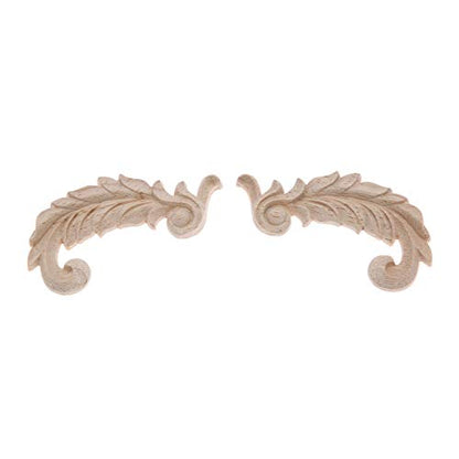 1Pair Wood Carved Appliques Onlays Side Flower Carving Decals Furniture - color: A: 8.5x4.5cm, size: 1 Pair(2Pcs)