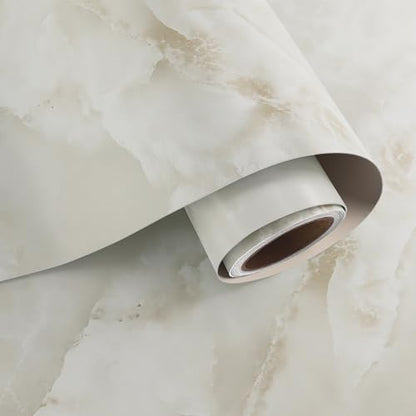 VaryPaper Large Size 32"x354" Cream Marble Wallpaper Peel and Stick Countertops Waterproof Marble Contact Paper for Cabinets Desk Table Vinyl Wrap Removable Granite Wall Paper for Kitchen Bathroom - size: 32" x 354"