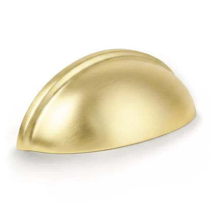HOMOTEK 12 Pack 3 Inch Hole Centers Brushed Brass Drawer Bin Cup Pulls Dresser Pulls for Cabinets, Furniture Handles, Kitchen Cabinet Hardware - color: Brushed Brass, size: 12 Pack