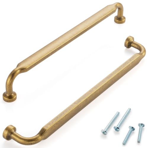 7-1/2 in Antique Brass Cabinet Pulls 5 Pack, Footed Handles P2302 - color: Antique Brass, size: 7-1/2" Hole Centers-5 Pcs
