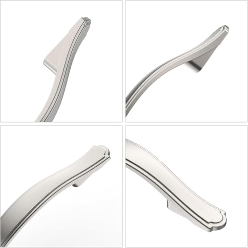 6 Pack Brushed Satin Nickel Kitchen Cabinet Handles Cabinet Pulls 3 inch Hole Center Cabinet Hardware Drawer Handles for Cabinet Dresser and Cupboard AT2792BSN - color: Brushed Satin Nickel, size: 3 Inch Hole Centers, style: 6 Pack