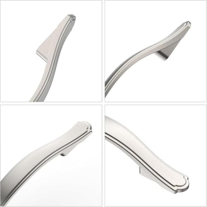 6 Pack Brushed Satin Nickel Kitchen Cabinet Handles Cabinet Pulls 3 inch Hole Center Cabinet Hardware Drawer Handles for Cabinet Dresser and Cupboard AT2792BSN - color: Brushed Satin Nickel, size: 3 Inch Hole Centers, style: 6 Pack