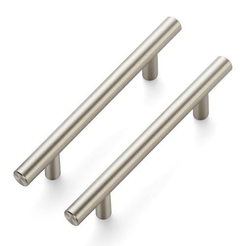 Brushed Nickel Cabinet Handles Drawer Pulls 3.75 Inch CC 25 Pack - color: Brushed Nickel T-Shaped, size: 3-3/4" Hole Center