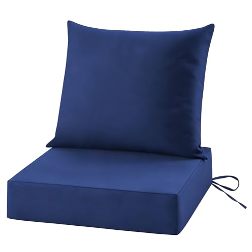 Ourdoor Deep-Seat Cushion Set, 24*24*5.75inch, Navyblue, Set of 1 - color: Navy Blue