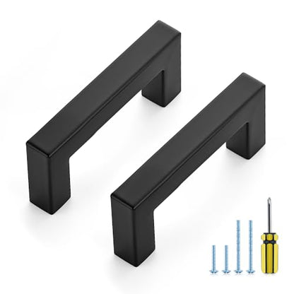 Ravinte Matte Black Square Pulls Cabinet Handles,3 Inch,30 Pack - color: Matte Black, size: 3 Inch Hole Center