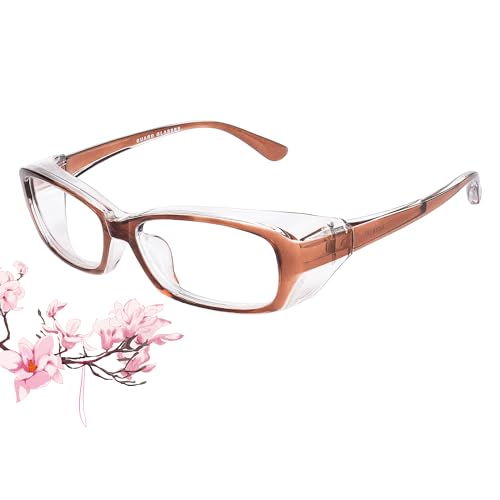 SooGree Safety Goggles Glasses Anti-pollen Dust Scratch Protective Eyewear Detachable Lens Myopia Frame - color: Tea