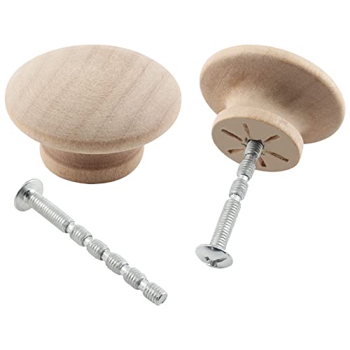 Murtenze 1-1/2 Inch Wood Knobs Unfinished Round Mushroom Shape 10 Pack - size: 10 PCS 1-1/2