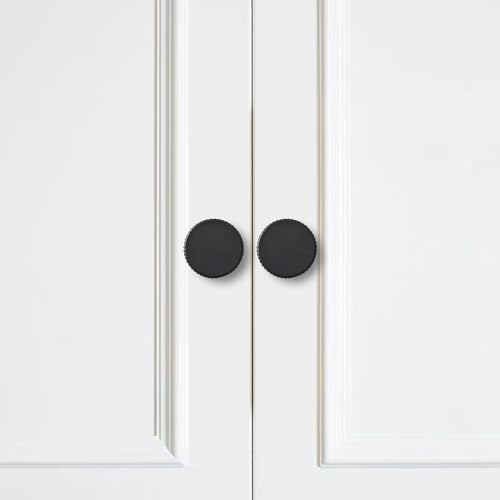 20-Pack 1-1/8 Inch Knob Matte Black Cabinet Pulls Solid Heavy Duty Cabinet Pull is Suitable for Drawers Dressers Handles Kitchens Bathroom cabinets - color: Matte Black, size: 1-1/8 Inch(28mm) Diameter