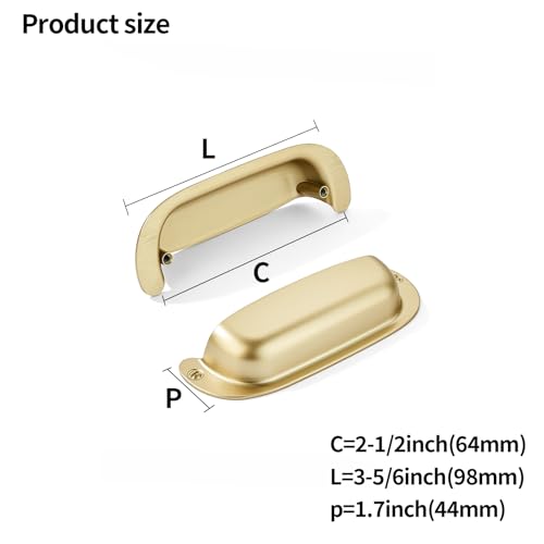 khtumeware 10 Pack 2-1/2"(64mm) Hole Center Retro Brushed Gold Drawer Pulls Satin Gold Cabinet Bin Cup Pulls Bathroom Hardware Cabinet Handles Drawer Handles Knobs - color: Brushed Gold, size: 2-1/2"(64mm) Hole Center, style: 10-Pack
