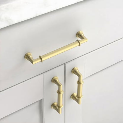 Asidrama 10 Pack 5 Inch(128mm) Brushed Gold Kitchen Cabinet Handles, Cabinet Pulls Gold Kitchen Cabinet Hardware for Cupboard Drawer - color: Brushed Gold, size: 5" Hole Center