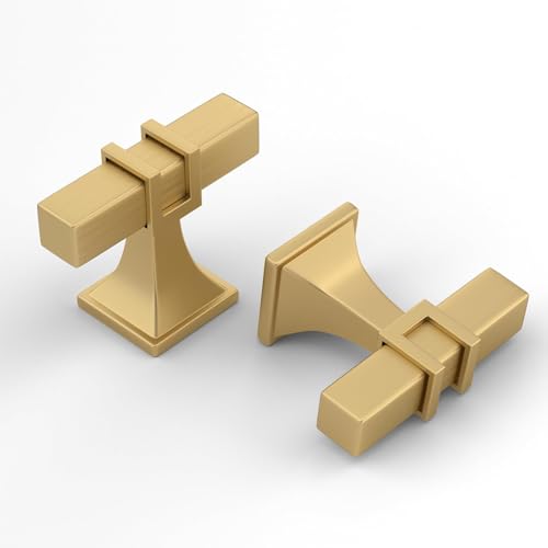 Haliwu Gold Cabinet Knobs 6 Pack, Brushed Brass Drawer Knobs, Square 2 Tone Hardware for Kitchen Cupboard - color: Matte Gold, size: 51mm(2 inch)