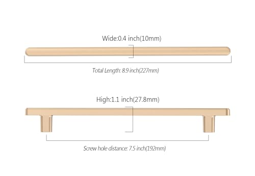 10 Pack 7.5 Inch(192mm) Kitchen Cabinet Handles Champagne Bronze Cabinet Pulls Champagne Gold Kitchen Cabinet Hardware Drawer Pulls for Cupboard Wardrobe - color: Champagne Gold, size: 7.5"/192MM Hole Center