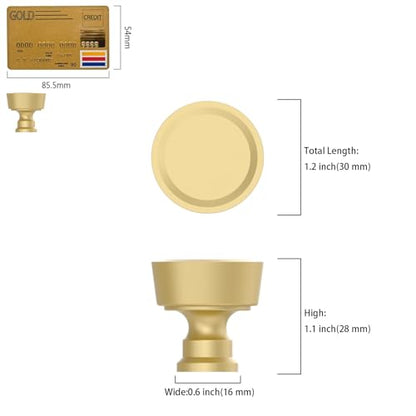 Amerdeco 10 Pack Brushed Gold Cabinet Knobs Single Hole Cabinet Pulls Diameter Round Drawer Knobs and Pulls for Bathroom Cabinets ZH0075 - color: Brushed Gold, size: Single Hole