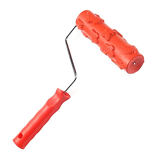 Utoolmart 7" Home Wall Rubber Paint Roller 175mm Wooden Grain Painting Roller with Plastic Handle 1Pcs - size: EG179T