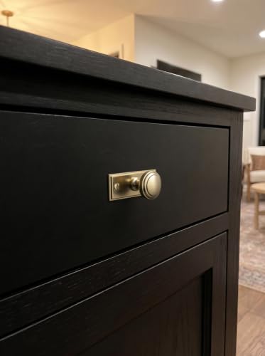 6Pack Champagne Bronze Cabinet Knobs with Backplate Drawer knobs - color: Champagne Bronze, style: Plaquette