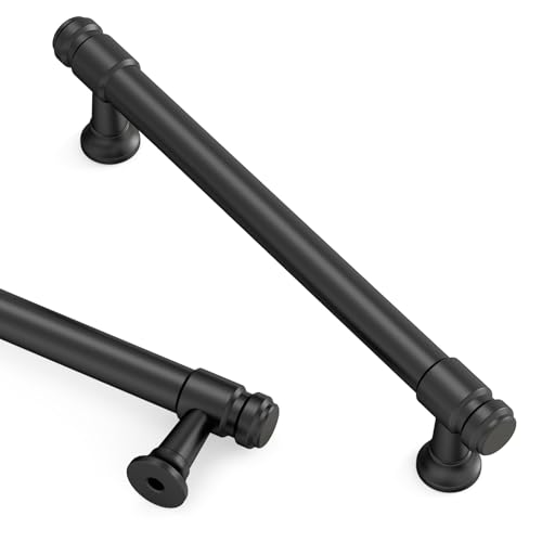 Asidrama 10 Pack 5 Inch Matte Black Kitchen Cabinet Handles - color: Matte Black, size: 5" Hole Center(128mm)