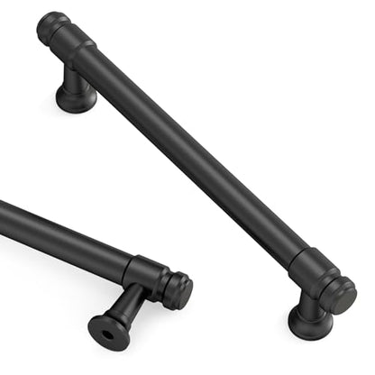 Asidrama 10 Pack 5 Inch Matte Black Kitchen Cabinet Handles - color: Matte Black, size: 5" Hole Center(128mm)