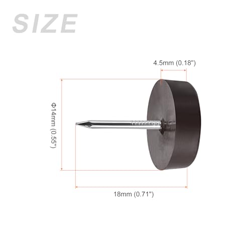 METALLIXITY Furniture Feet Nail (14mm/0.55in) 60Pcs, Plastic Round Chair Glides Sliders - for Chairs Sofa Furniture Sliders Protector Pad, Brown - size: 14mm/0.55in