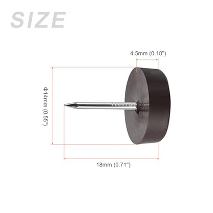 METALLIXITY Furniture Feet Nail (14mm/0.55in) 60Pcs, Plastic Round Chair Glides Sliders - for Chairs Sofa Furniture Sliders Protector Pad, Brown - size: 14mm/0.55in