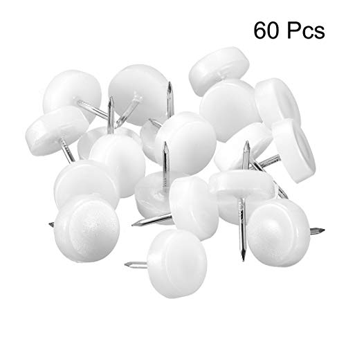 uxcell Furniture Feet Nail Plastic Glide Nails Chair Table Leg Protector 16mm Dia White 60pcs - size: 16mm