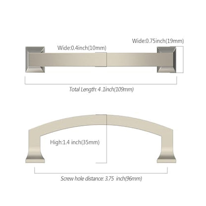 Asidrama 10 Pack 3.75 Inch(96mm) Brushed Satin Nickel Kitchen Cabinet Handles, Cabinet Pulls Kitchen Cabinet Hardware for Cupboard Drawer Pulls - color: Brushed Satin Nickel, size: 3.75" Hole Center, style: 10 Pack