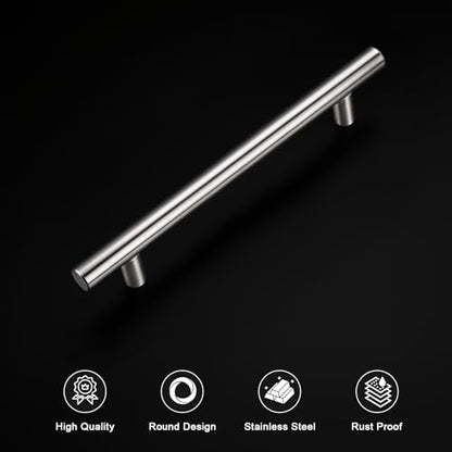 Gobrico 5 Pack 5 Inch (128mm) Hole Centers Cabinet Handles, Brushed Nickel Cabinet Pulls, Stainless Steel Euro Style Kitchen Cabinet Handle, 7-1/2'' Overall Length Drawer Pull - color: Brushed Nickel, size: 5 Inch Hole Center