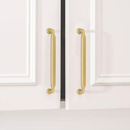 Goldenwarm 10 Pack 6-1/4 Inch Brushed Brass Cabinet Pulls Solid Handles - color: Brushed Brass, size: 6-1/4 Inch Hole Center