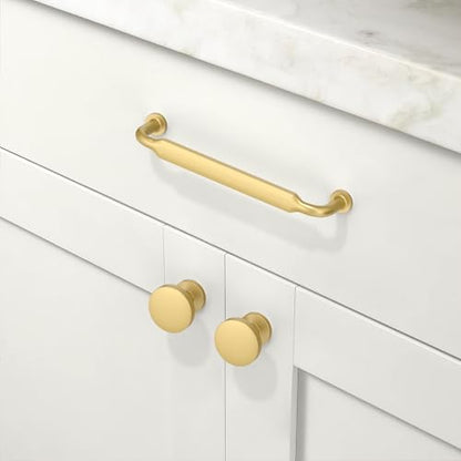 10 Pack Brushed Gold Cabinet Pulls 5 Inch(128mm) Kitchen Cabinet Handles Cabinet Hardware for Drawer Pulls - color: Brushed Gold, size: 5" Hole Center