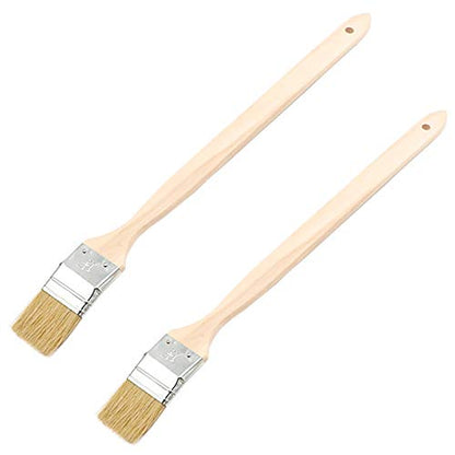 40mm/1.5 inch Brush Head Width Long Wood Handle Metal Ferrule Bent Paint Brush Radiator Brush Beige 704#(2Pcs) - size: 1.5inch