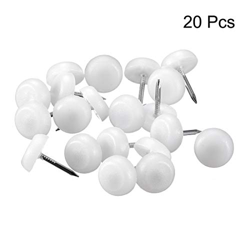 uxcell 20pcs Furniture Feet Nail Plastic Glide Nails 12mm Dia White