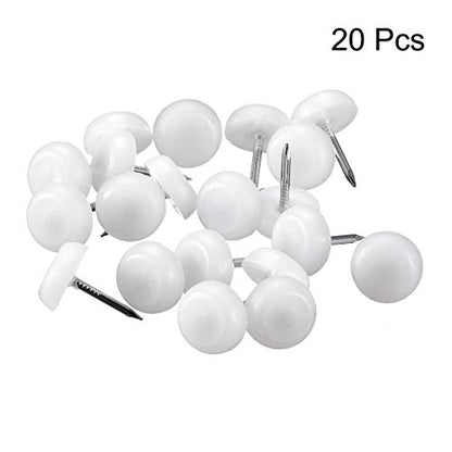 uxcell 20pcs Furniture Feet Nail Plastic Glide Nails 12mm Dia White